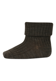 MP Denmark wool rib baby socks brown melange
