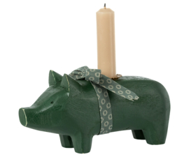 Maileg pig candle holder medium - dark green