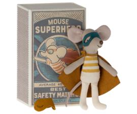 Maileg Super hero mouse, Little brother in matchbox