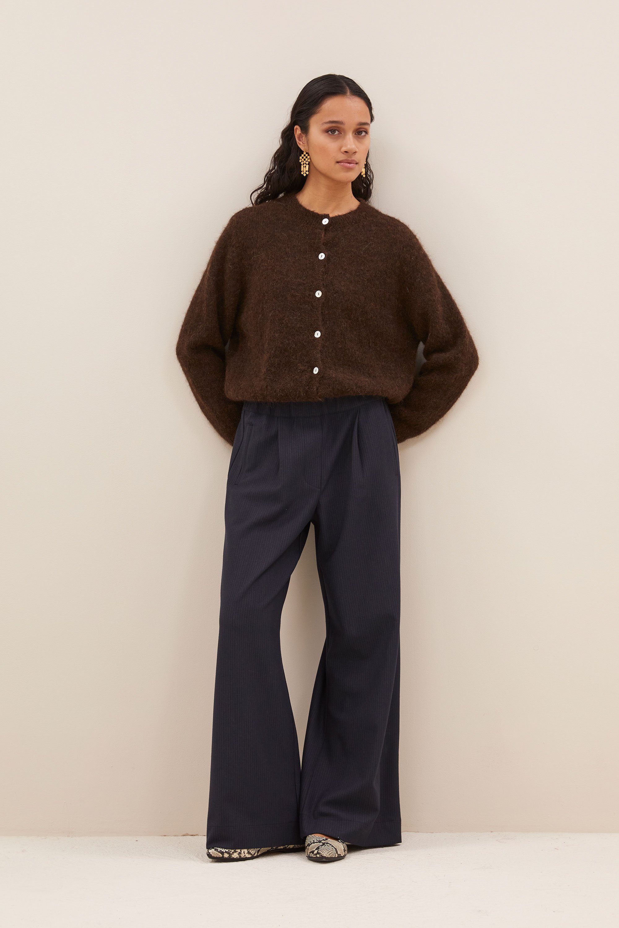 By Bar cleo natural cardigan deep brown
