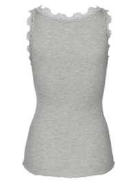 Rosemunde Silk top w/ lace light grey melange