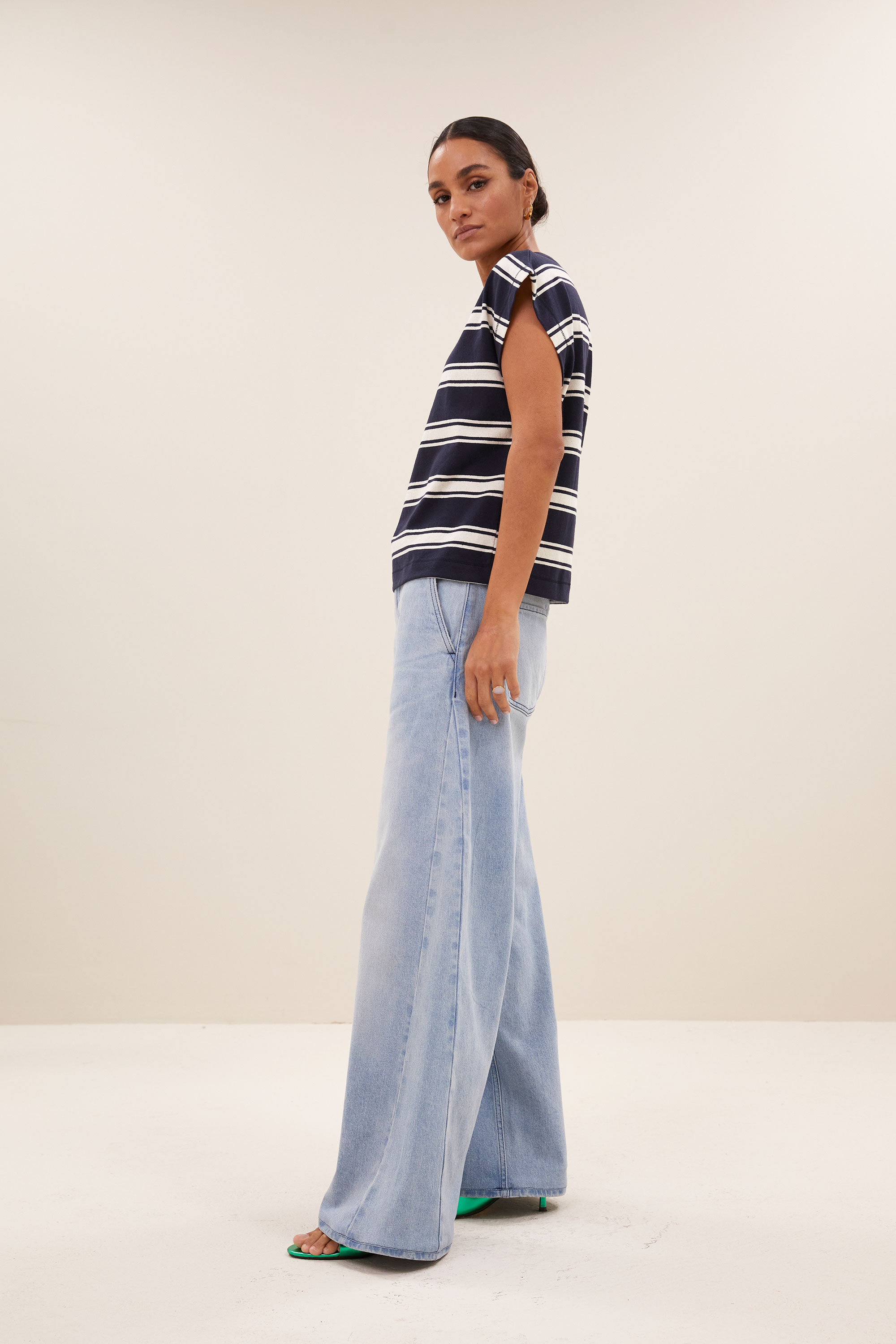 By Bar mason stripe top grain Navy Stripe