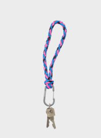 Susan Bijl the new kumihimo keychain blueback/fluo pink