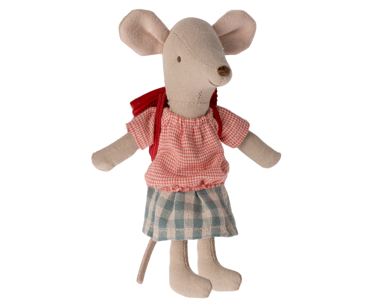 Maileg Tricycle mouse big sister with bag red