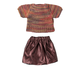 Maileg Skirt and knitted blouse, Mum mouse