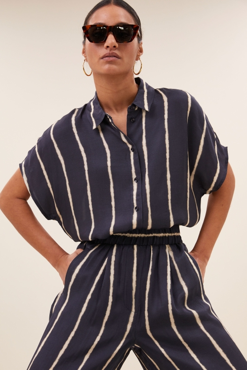 By Bar Karly  tie dye stripe blouse