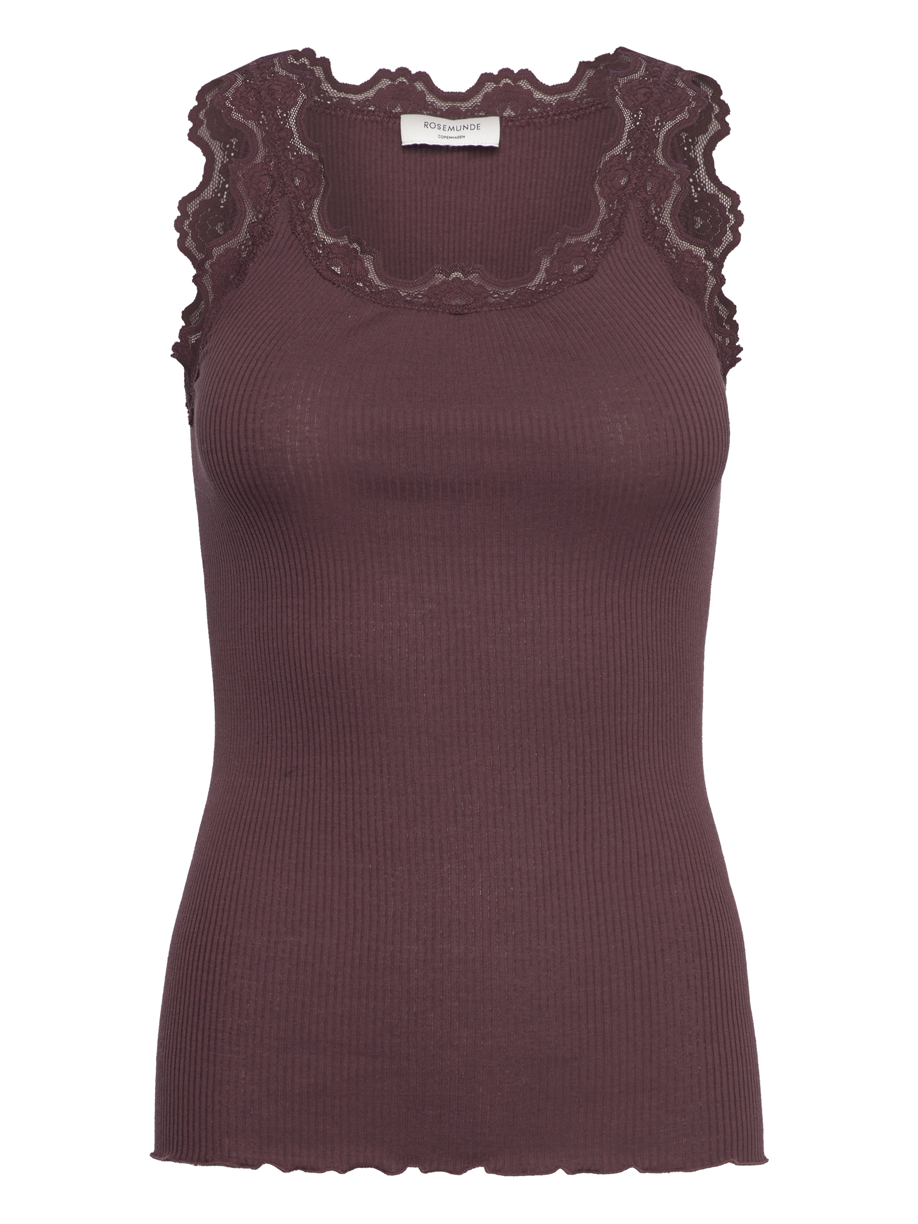 Rosemunde RWBabette SL U-neck Long Lace Top Fudge