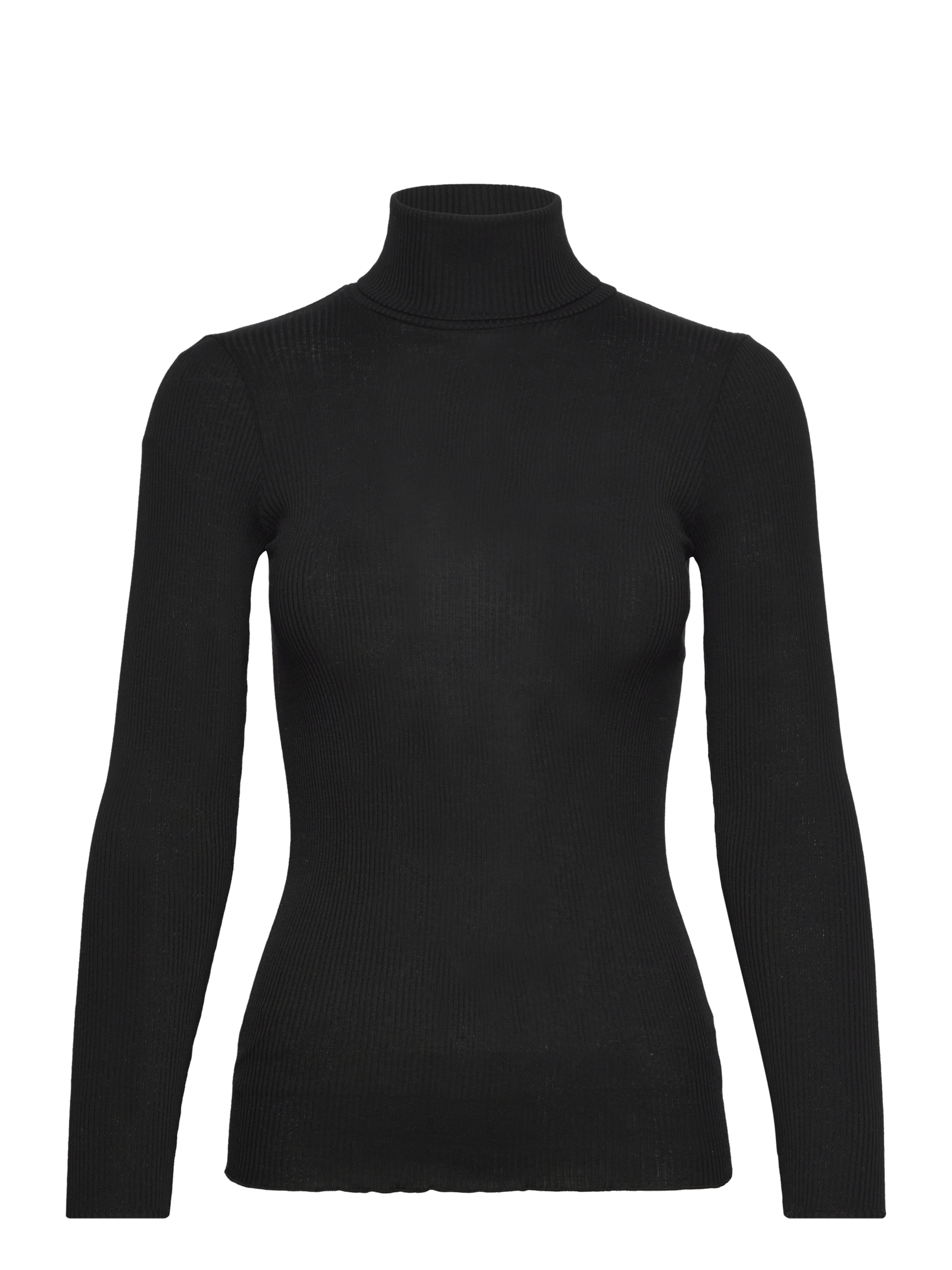 Rosemunde silk t-shirt with roller neck black