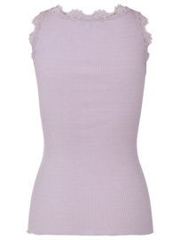 Rosemunde Babette iconic silk top with lace lavender frost