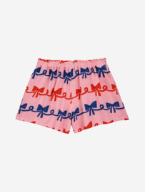 Bobo Choses ribbon bow all over woven shorts pink