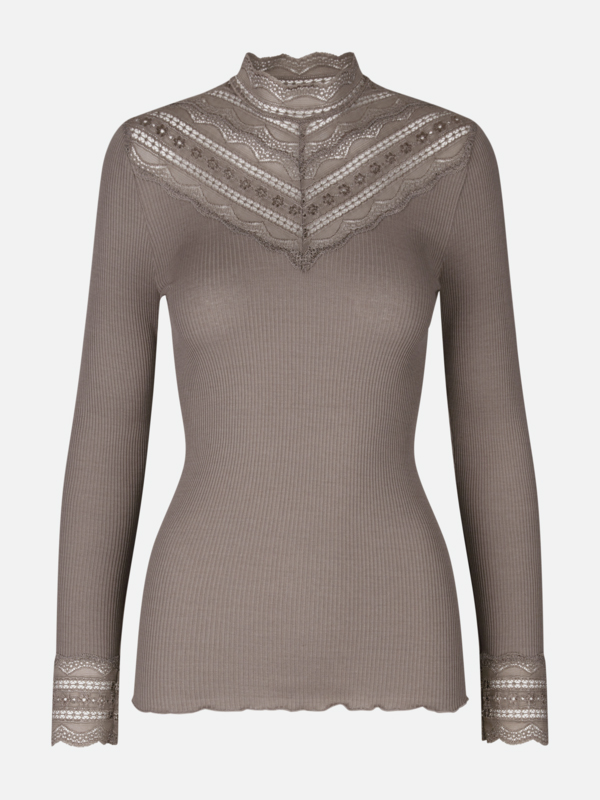 Rosemunde RWBenita LS Regular Lace T-neck T-shirt Falcon