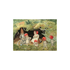 Elsa Beskow kaart 'de Kabouterkinderen familie'