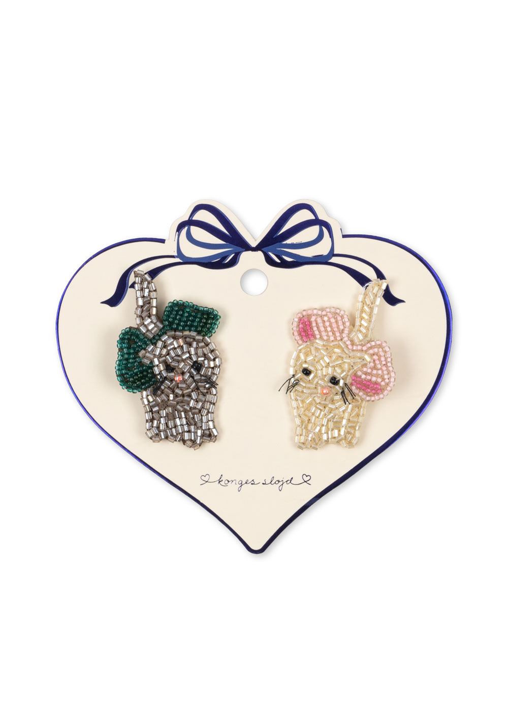 Konges Slojd 2 pack Bow Kitty Beaded Hair Clip