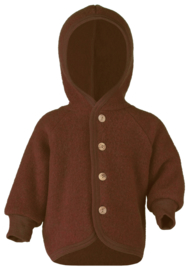 Engel wol fleece jasje met capuchon en houten knopen cinnamon