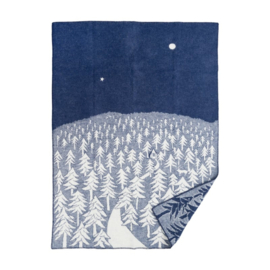 Klippan House in the Forest woven wool throw navy blue