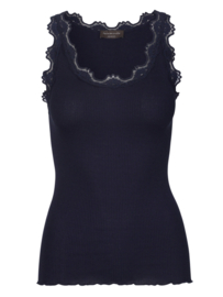 Rosemunde Silk top w/ lace navy