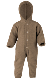 Engel hooded overall with wooden buttons walnuss melange