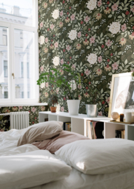 Robin Pieterse floral wallpaper summer's bloom green