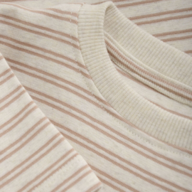 Huttelihut t-shirt ss striped rib mahogany rose