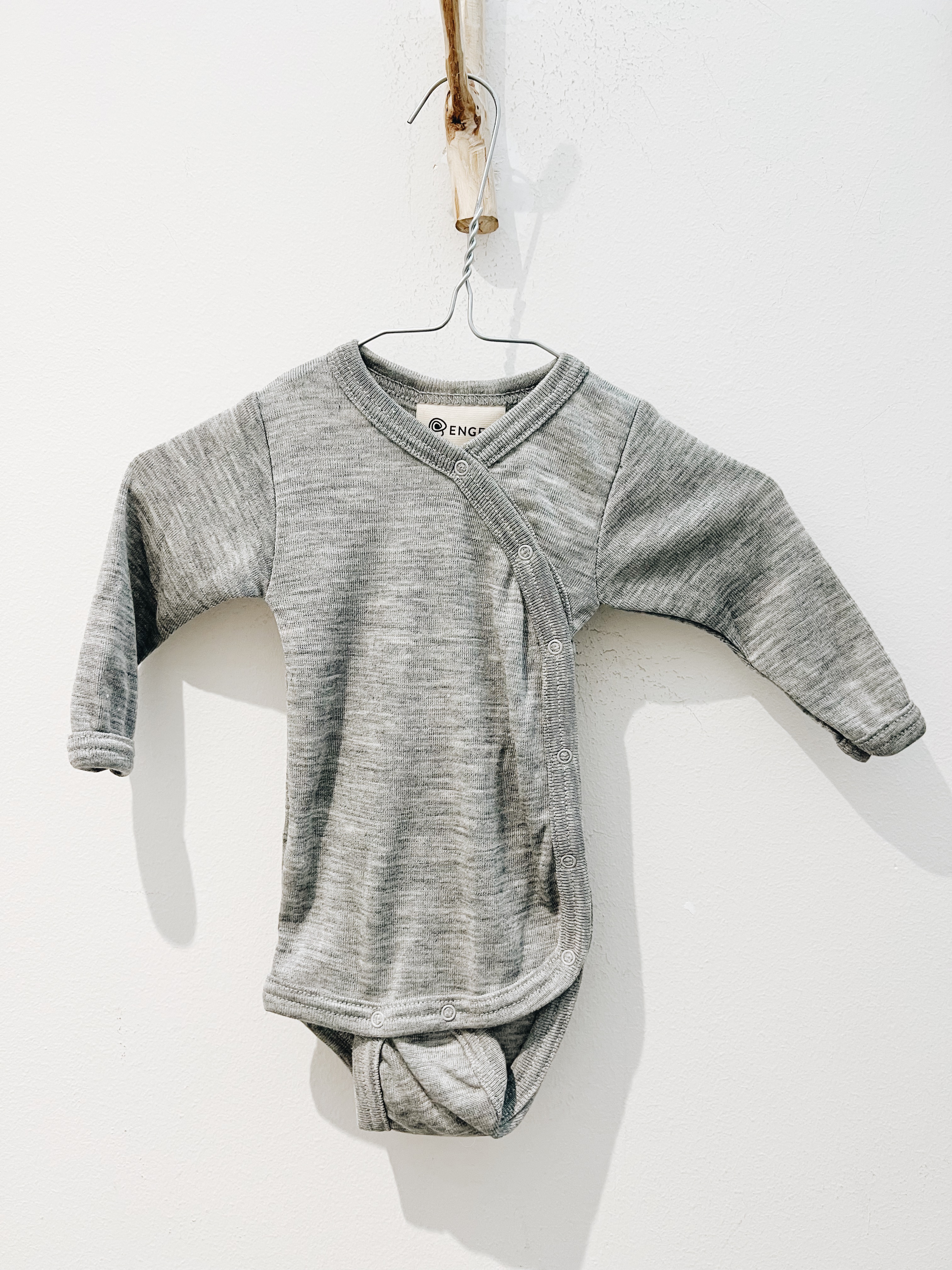 Engel wol zijde romper met zijsluiting grey melange