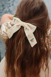 Konges Slojd VELVET BOW PEARLY HAIR CLIP pearled ivory