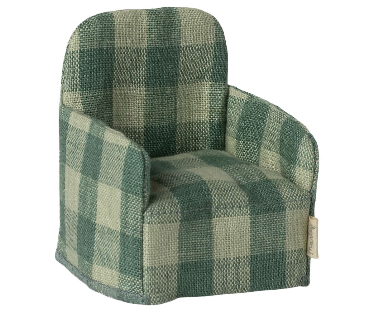 Maileg Folding chair, Mouse - Green check