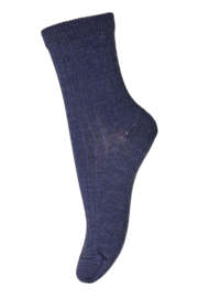 MP Denmark wool rib socks dark denim melange