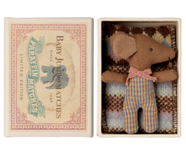 Maileg Sleepy wakey baby mouse in matchbox - Rose