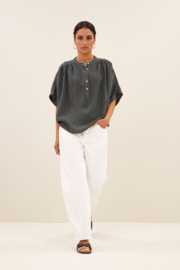 By Bar axel linen blouse charcoal