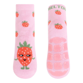 Melton doodle strawberry socks anti-slip pink nectar