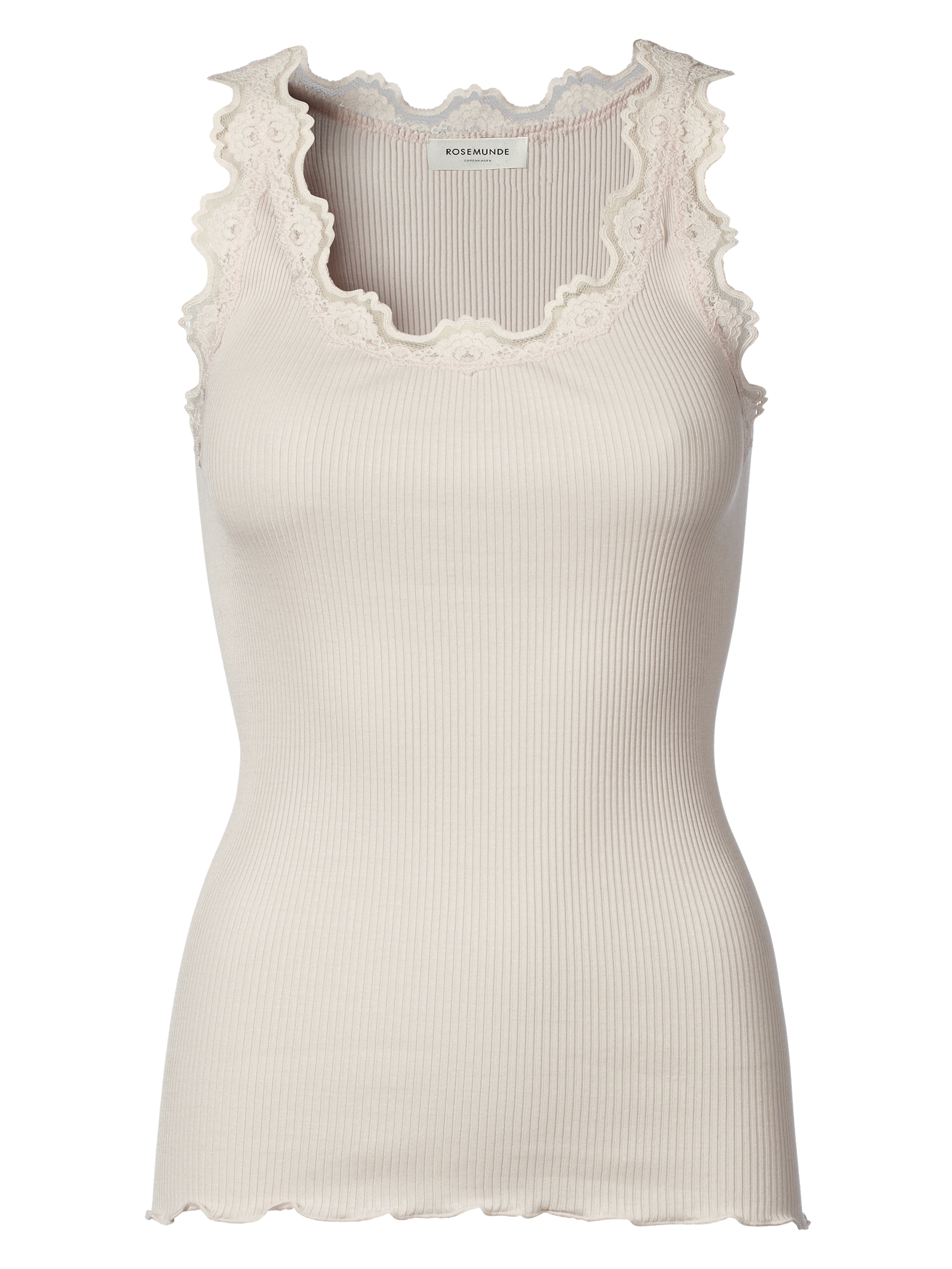 Rosemunde RWBabette SL U-neck Long Lace Top Soft Rose