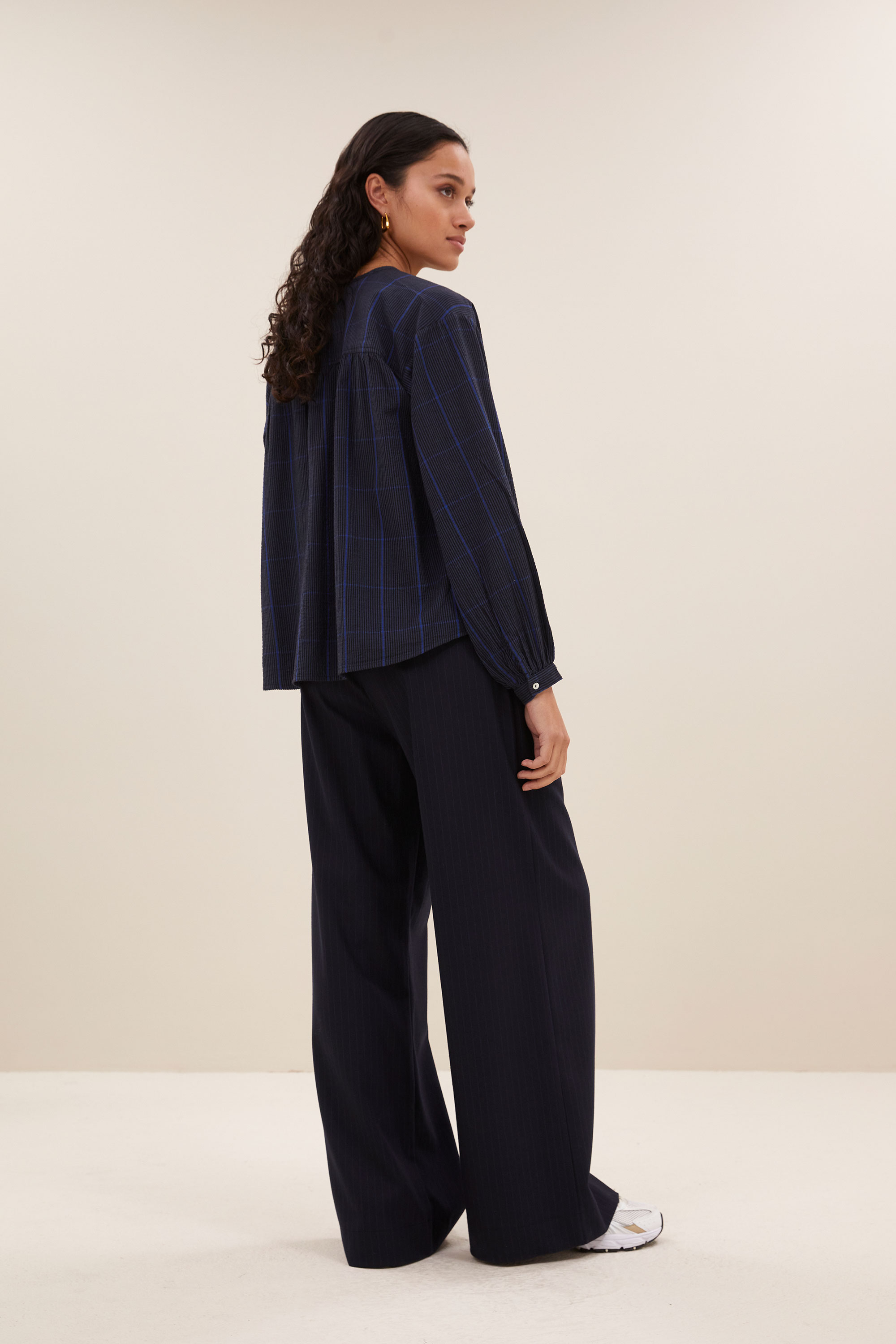 By Bar saar check blouse blue checks