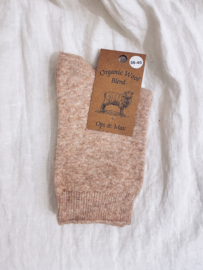 Organic wool/cotton blend socks mocha melange  maat 36/40
