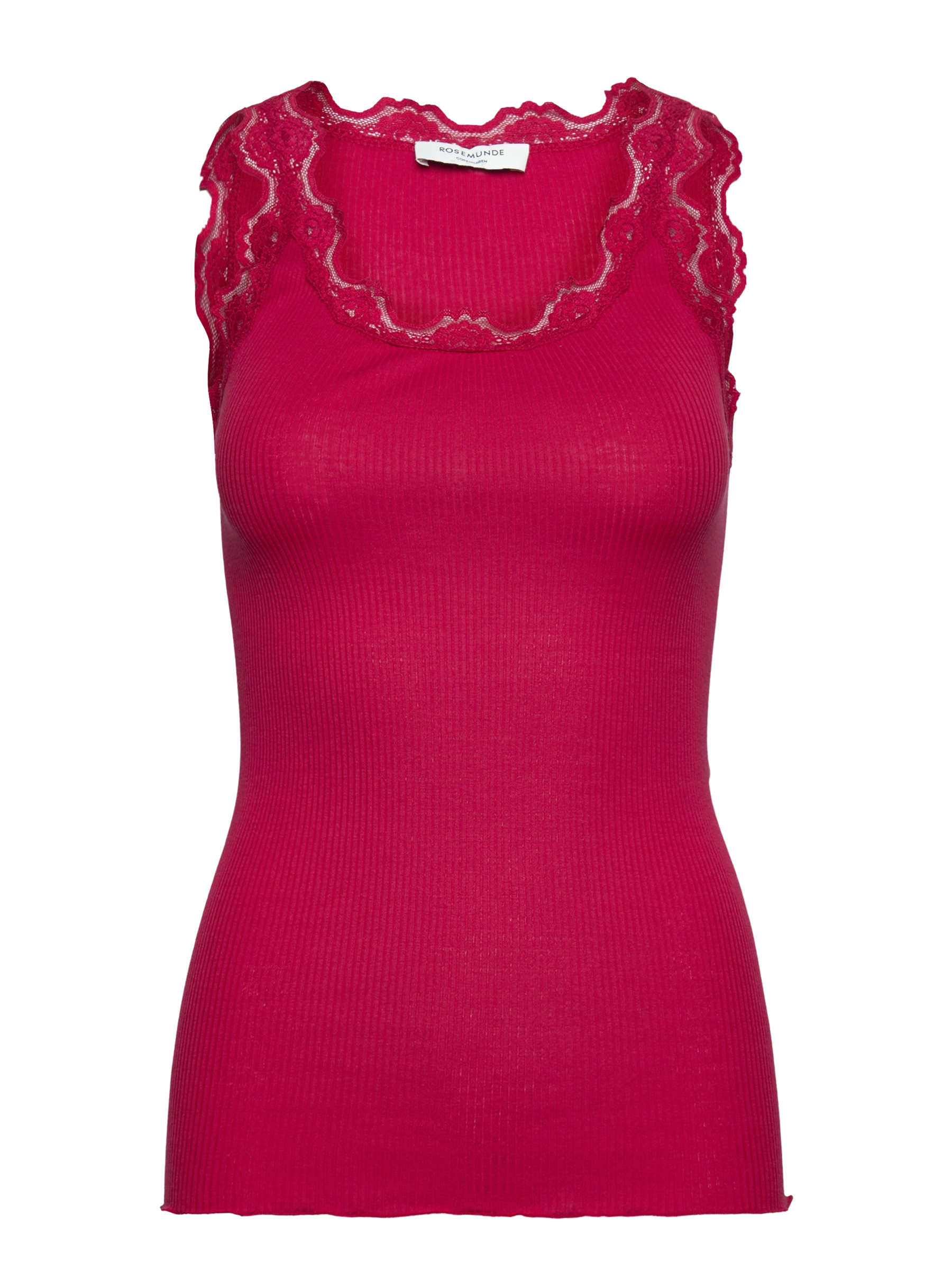 Rosemunde silk top with lace true crimson