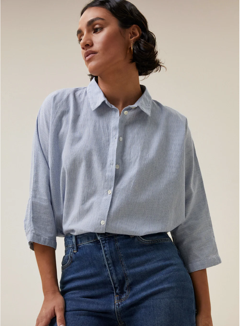 By Bar norel pinstripe blouse | Indi grey
