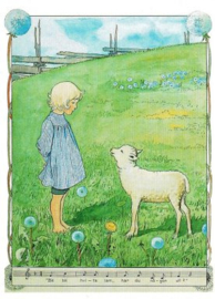Elsa Beskow kaart 'Pelle en het lam'