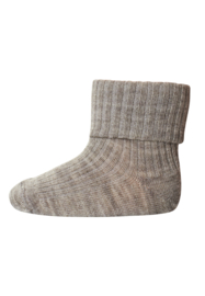 MP Denmark wool rib baby sock light brown melange