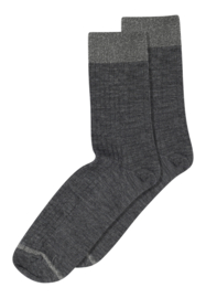 MP Denmark fine wool rib socks dark grey melange