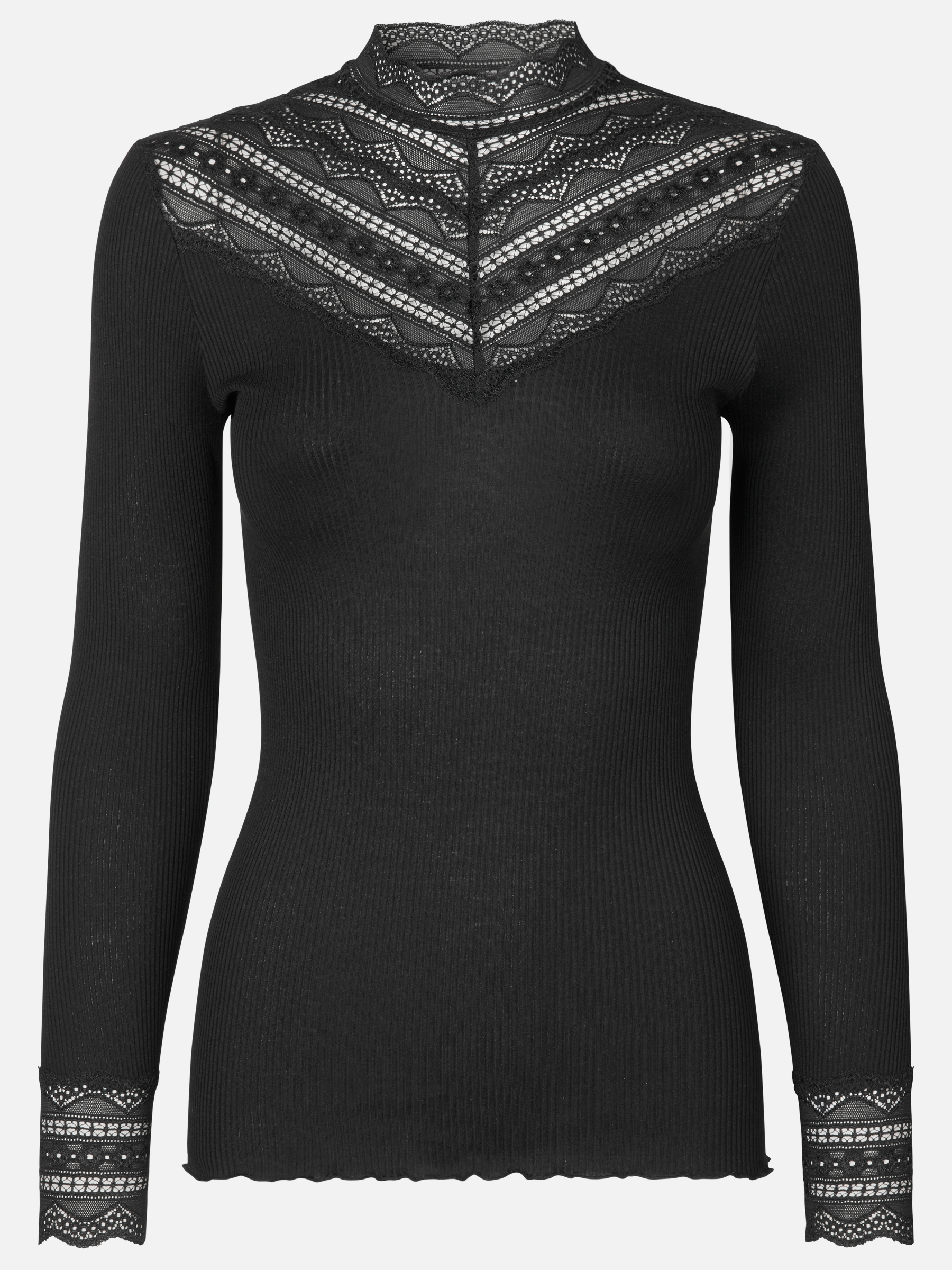 Rosemunde RWBenita LS Regular Lace T-neck T-shirt Black