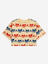 Bobo Choses ribbon bow all over short sleeve sweatshirt