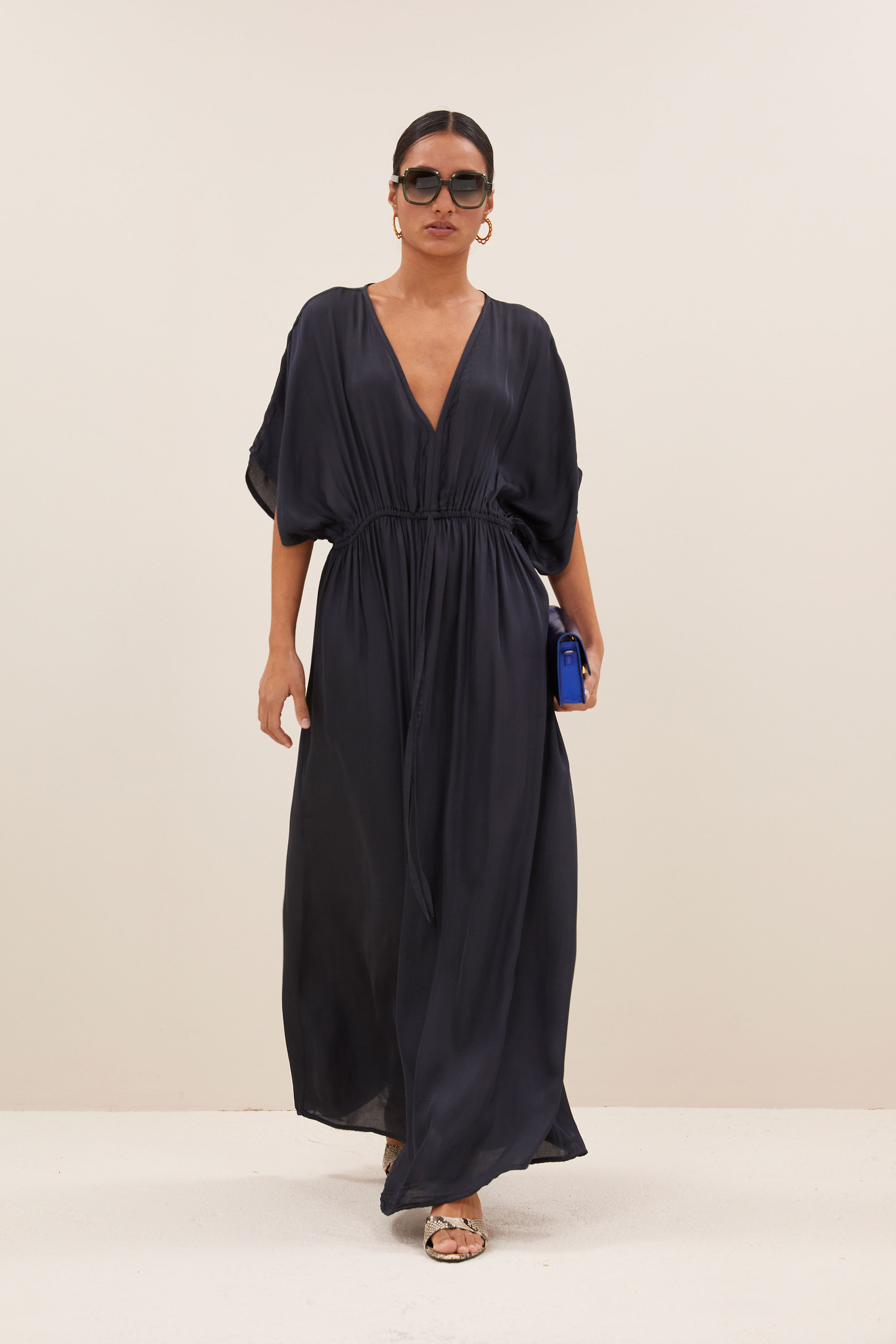 By Bar Long Satin Dress midnight