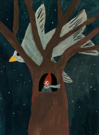Tijana Draws GNOME IN A TREE PRINT 14.5 X 20 CM