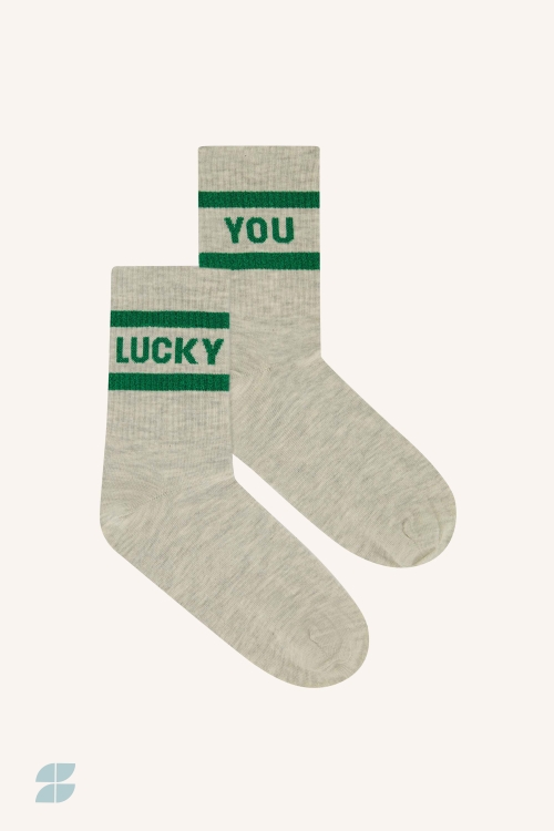 By Bar lucky sparkle grey socks | spring green