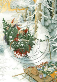Inge Löök kaart 'Kerstmannen met Kerstboom'
