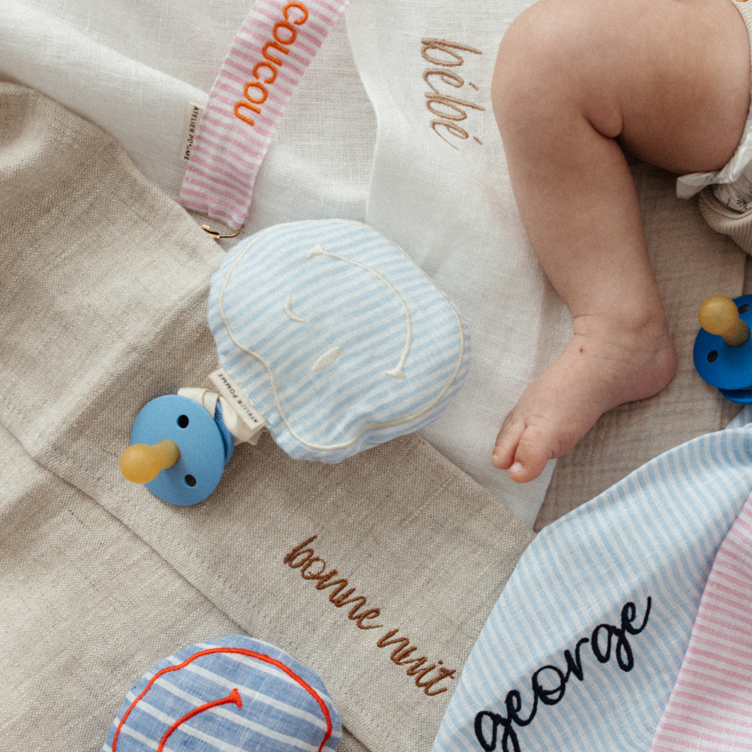 Atelier Pomme SPEENDOEKJE - POMME - Lovely linnen dreamy Blue