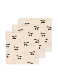 Konges Slojd 3-pack muslin cloth gots Ma grande cerise