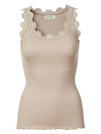 Rosemunde Babette iconic silk top with lace cacao
