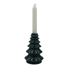 CANDLE HOLDER TREE DARK GREEN 9X9X14