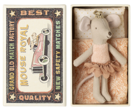Maileg Princess mouse, Little sister in matchbox
