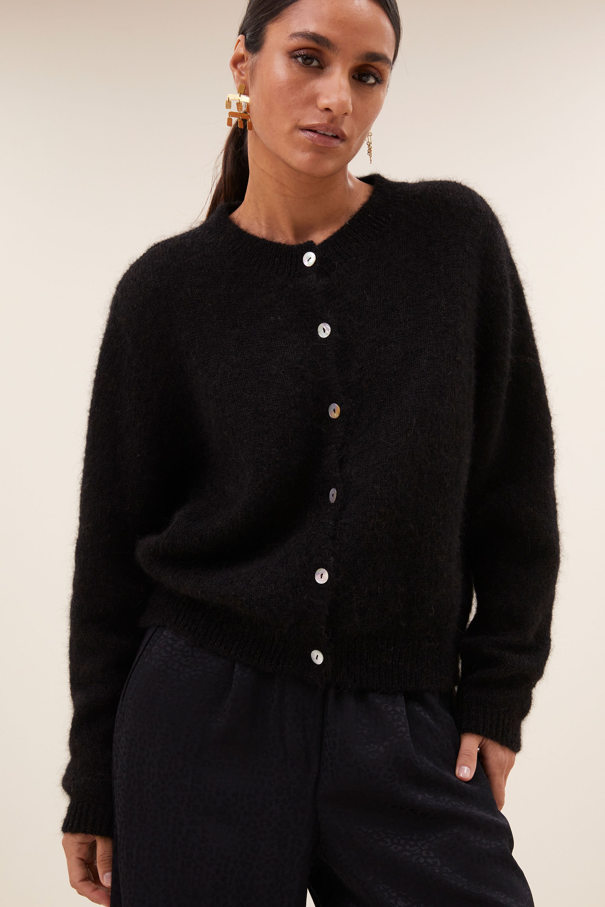 By Bar cleo natural cardigan black